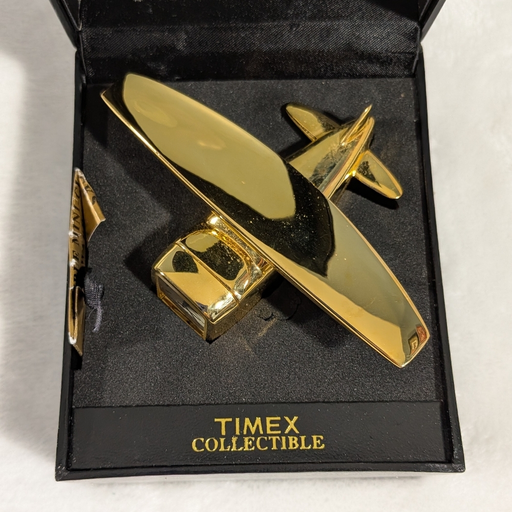 Timex Gold Plane Mini Clock Decor (Untested) - Picture 2 of 12